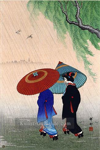 Zwei Schönheiten im Regen 1935 Ohara Koson Shin Hanga Ölgemälde